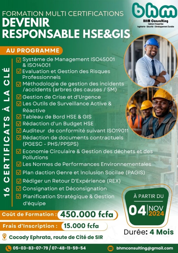 FORMATION : RESPONSABLE HSE & GIS